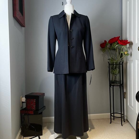 NEW Kasper Career Academia Wool Maxi Skirt Suit Longline Blazer Jacket 2/4P NWT - Picture 2 of 14